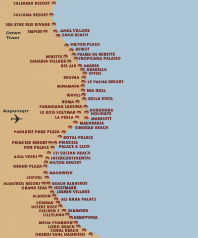 Карта курортов хургада