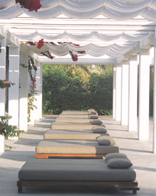 Шезлонги у бассейна